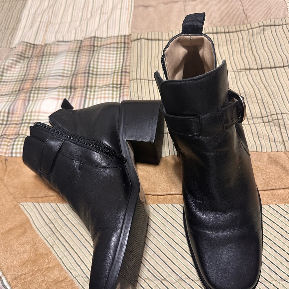 Nine West Black Leather Ankle Boots